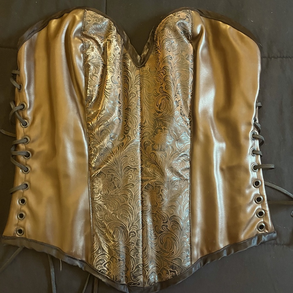 Elegant Brown Corset with Lace-Up Sides